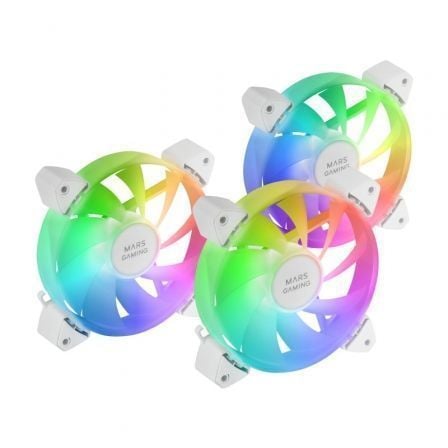 Pack 3 Ventiladores Mars Gaming MF-3A/ 12cm/ ARGB/ Blanco - Frikibase