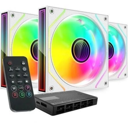 Pack 3 Ventiladores Mars Gaming MF-3DPROKIT/ 12cm + HUB + Mando a Distancia/ ARGB/ Blanco - Frikibase
