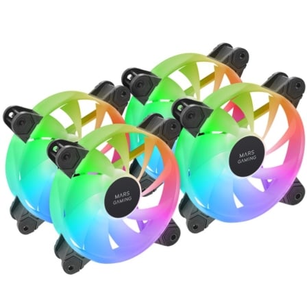 Pack 3 Ventiladores Mars Gaming MF-4A/ 12cm/ ARGB/ Negro - Frikibase