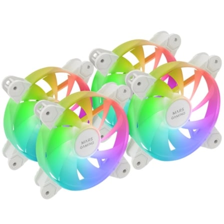 Pack 3 Ventiladores Mars Gaming MF-4A/ 12cm/ ARGB/ Blanco - Frikibase