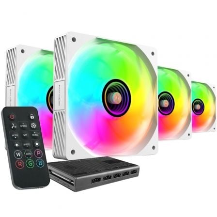 Pack 4 Ventiladores Mars Gaming MF-SI4KIT/ 12cm + HUB + Mando a Distancia/ ARGB/ Blancos - Frikibase