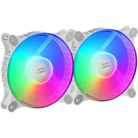 Pack 2 Ventiladores Mars Gaming MFDUOW/ 12cm/ FRGB/ Blancos - Frikibase