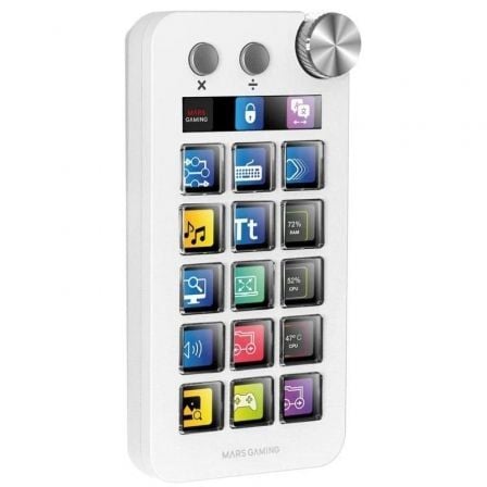 Control Deck Mars Gaming MSD-NEO/ 15 Teclas LCD/ 1 Rueda/ 2 Botones/ Blanco - Frikibase