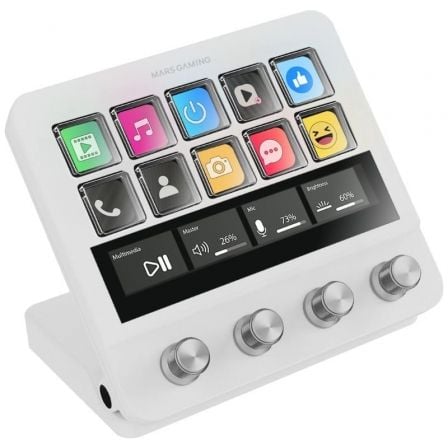 Stream Deck Mars Gaming MSD-PRO/ 10 Teclas LCD + 4 Diales Personalizables/ Blanco - Frikibase