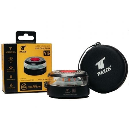 Luz baliza de emergencia para coche Thulos TH-V16-2/ Homologada/ Base Imantada/ Geolocalizable/ Funciona a Pilas/ Incluye Funda - Frikibase