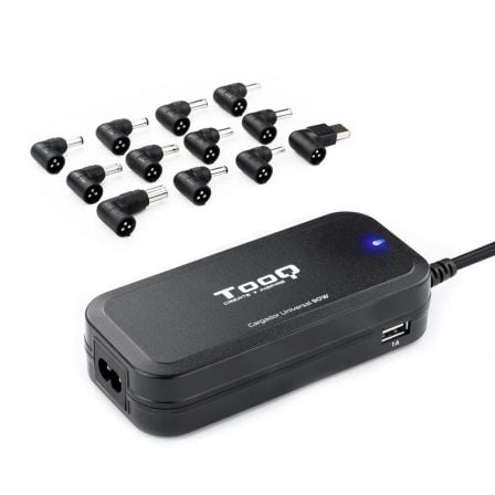 Cargador de Portátil TooQ TQLC-90BS02AT/ 90W/ 2xUSB/ Automático/ 12 Conectores/ Voltaje 12-20V - Frikibase