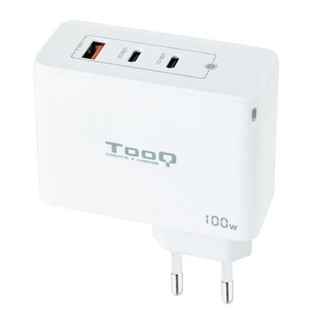 Cargador de Pared GaN TooQ TQWC-GANQC2PD100W/ 2xUSB Tipo-C/ 1xUSB/ 100W - Frikibase