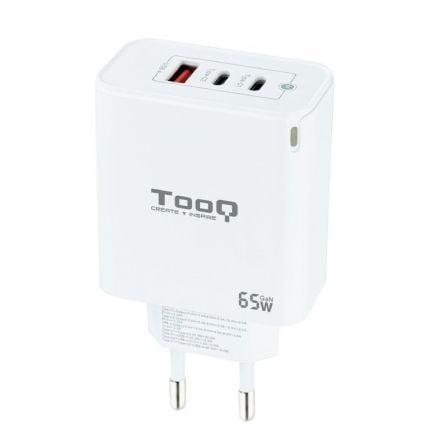 Cargador de Pared GaN TooQ TQWC-GANQC2PD65WT/ 2xUSB Tipo-C/ 1xUSB/ 65W - Frikibase