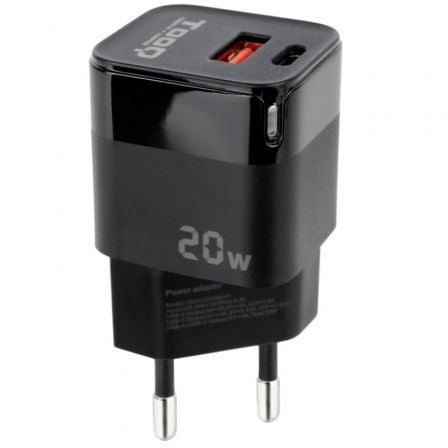 Cargador de Pared TooQ TQWC-QCPD20/ 1xUSB Tipo-C/ 1xUSB/ 20W - Frikibase