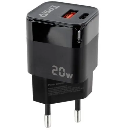 Cargador de Pared TooQ TQWC-QCPD20/ 1xUSB Tipo-C/ 1xUSB/ 20W - Frikibase
