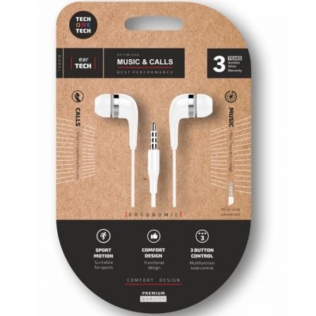 Auriculares Intrauditivos Tech One Tech soft earTECH TEC1004/ con Micrófono/ Jack 3.5/ Blancos - Frikibase