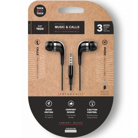 Auriculares Intrauditivos Tech One Tech soft earTECH TEC1005/ con Micrófono/ Jack 3.5/ Negros - Frikibase
