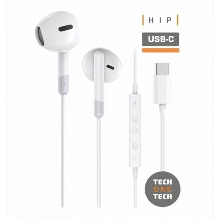 Auriculares Intrauditivos Tech One Tech earTECH TEC1301/ con Micrófono/ USB Tipo-C/ Blancos - Frikibase