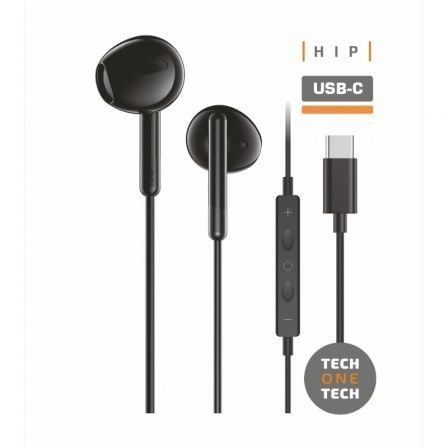 Auriculares Intrauditivos Tech One Tech earTECH TEC1302/ con Micrófono/ USB Tipo-C/ Negros - Frikibase