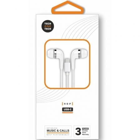 Auriculares Intrauditivos Tech One Tech earTECH TEC1304/ con Micrófono/ USB Tipo-C/ Blancos - Frikibase