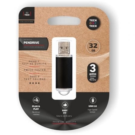 Pendrive 32GB Tech One Tech Basic USB 2.0/ Negro - Frikibase