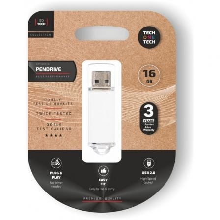 Pendrive 16GB Tech One Tech Basic USB 2.0/ Blanco - Frikibase
