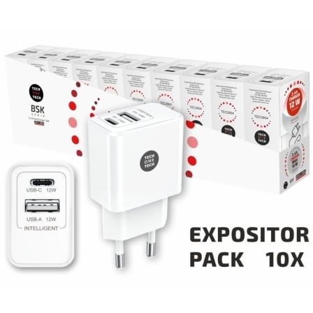 Pack 10 Cargadores de Pared Tech One Tech Basik TEC2954/ 1xUSB/ 12W - Frikibase