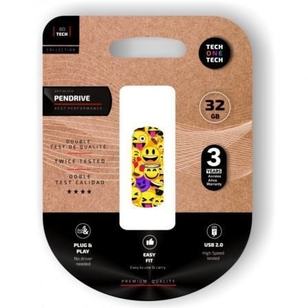 Pendrive 32GB Tech One Tech Emoji collage USB 2.0 - Frikibase