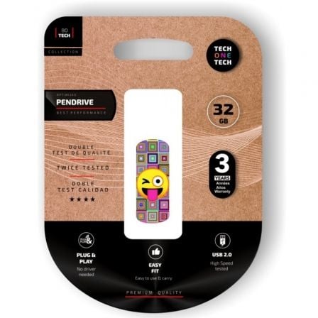 Pendrive 32GB Tech One Tech Emoji guiño USB 2.0 - Frikibase