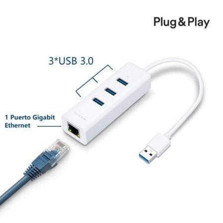Hub USB 3.0 TP-Link UE330/ 3xUSB/ 1xRJ45/ Blanco - Frikibase