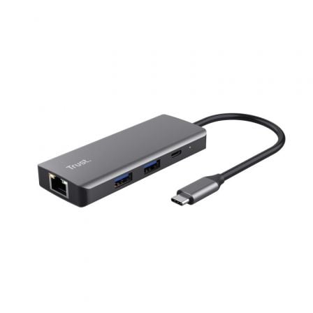 Docking USB Tipo-C Trust Dalyx/ 2xUSB/ 2xUSB Tipo-C/ 1xHDMI 4K/ 1xRJ45/ Gris - Frikibase