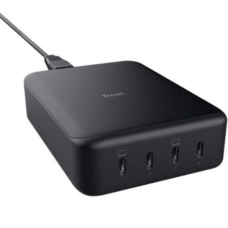 Cargador de Pared GaN Trust Maxo/ 4xUSB Tipo-C/ 240W/ Automático/ Voltaje 5-20V - Frikibase
