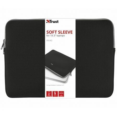 Funda Trust Primo Soft Sleeve para Portátiles hasta 13.3"/ Negra - Frikibase