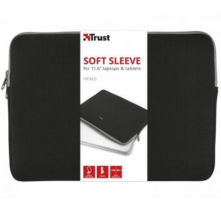 Funda Trust Primo Soft Sleeve para Portátiles/ Tablets hasta 11.6"/ Negra - Frikibase