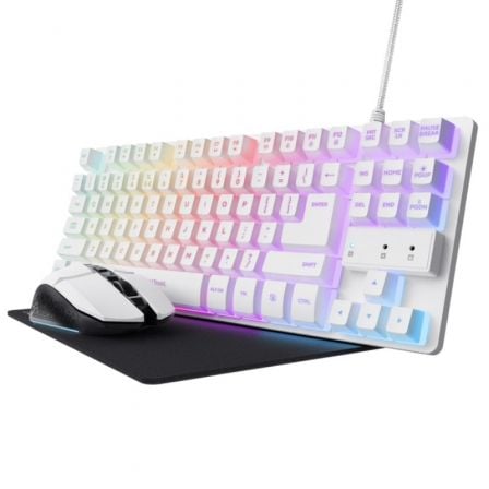 Pack Gaming Trust Gaming GXT 794W/ Teclado RGB + Ratón RGB + Alfombrilla - Frikibase