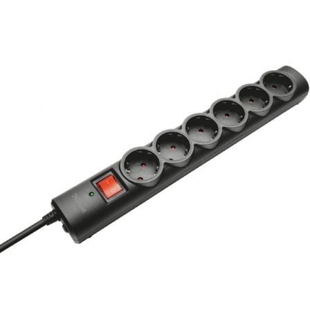 Regleta con interruptor Trust 21059/ 6 Tomas de corriente/ Cable 1.8m/ Negra - Frikibase
