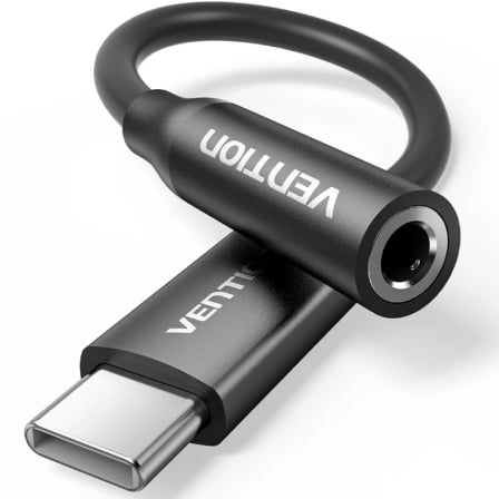 Adaptador Audio Vention BIIBA/ Jack 3.5 Hembra - USB Tipo-C Macho/ 10cm/ Negro - Frikibase