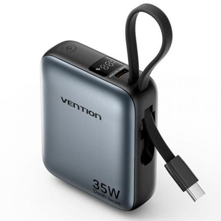 Powerbank 10000mAh Vention FHEH0/ 35W/ Gris/ Incluye Cable USB Tipo-C - Frikibase
