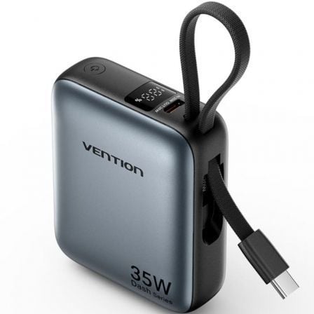 Powerbank 10000mAh Vention FHFH0/ 35W/ Gris/ Incluye Cable USB Tipo-C - Frikibase
