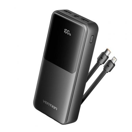 Powerbank 20000mAh Vention FHPB0/ 22.5W/ Negra/ Incluye Cable USB Tipo-C y Lightning - Frikibase