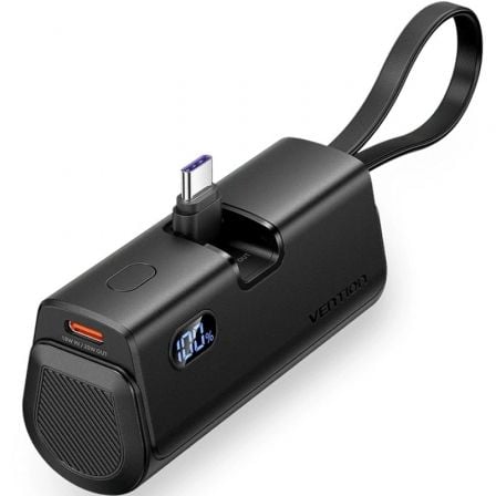 Powerbank 4800mAh Vention FHQB0/ 22.5W/ Negra/ Incluye Cable USB Tipo-C y Lightning - Frikibase