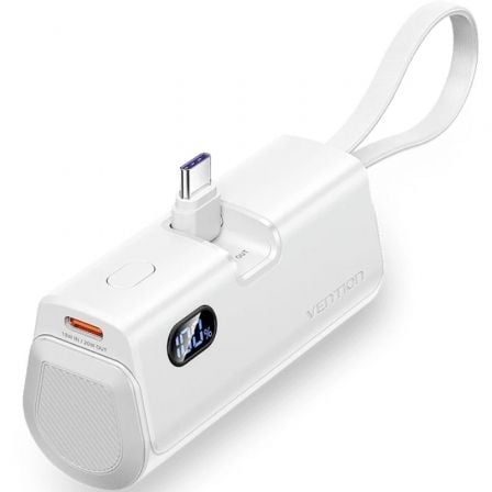 Powerbank 4800mAh Vention FHQW0/ 22.5W/ Blanca/ Incluye Cable USB Tipo-C y Lightning - Frikibase