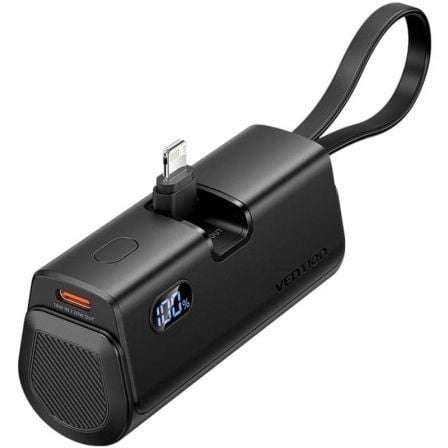 Powerbank 4800mAh Vention FHRB0/ 22.5W/ Negra/ Incluye Cable USB Tipo-C y Lightning - Frikibase
