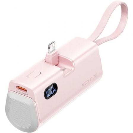 Powerbank 4800mAh Vention FHRP0/ 22.5W/ Rosa/ Incluye Cable USB Tipo-C y Lightning - Frikibase