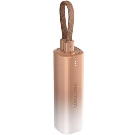 Powerbank 5000mAh Vention FHWJ0/ 20W/ Dorado/ Incluye Cable USB Tipo-C y Lightning - Frikibase