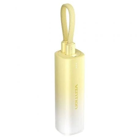 Powerbank 5000mAh Vention FHWY0/ 20W/ Amarilla/ Incluye Cable USB Tipo-C y Lightning - Frikibase