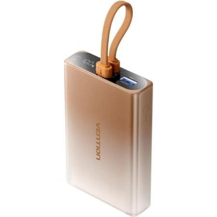 Powerbank 10000mAh Vention FHZJ0/ 22.5W/ Oro/ Incluye Cable USB Tipo-C y Lightning - Frikibase