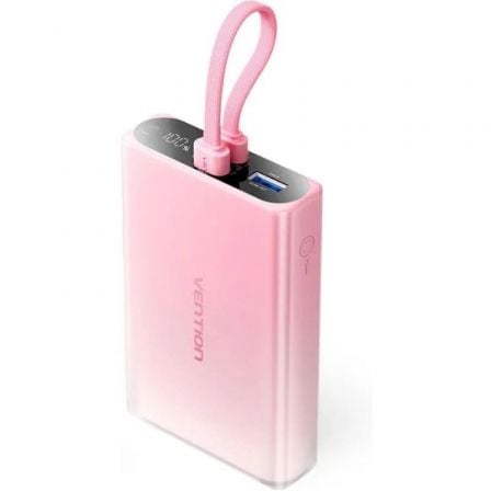 Powerbank 10000mAh Vention FHZP0/ 22.5W/ Rosa/ Incluye Cable USB Tipo-C y Lightning - Frikibase