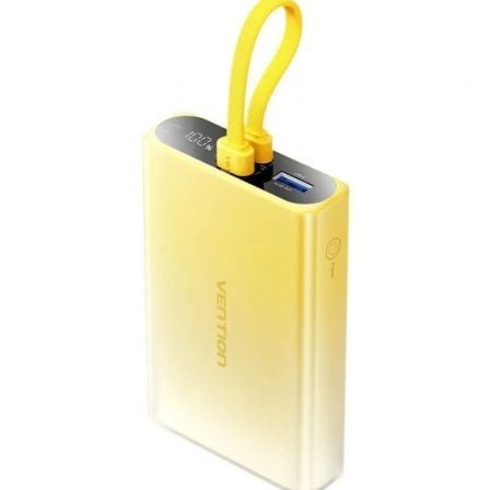 Powerbank 10000mAh Vention FHZY0/ 22.5W/ Amarillo/ Incluye Cable USB Tipo-C y Lightning - Frikibase