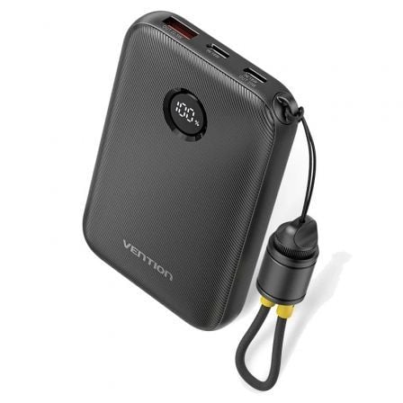 Powerbank 10000mAh Vention FKAB0-C/ 22.5W/ Negra/ Incluye Cable USB Tipo-C - Frikibase