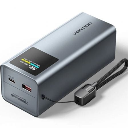 Powerbank 20000mAh Vention FKCH0/ 100W/ Gris/ Incluye Cable USB Tipo-C - Frikibase