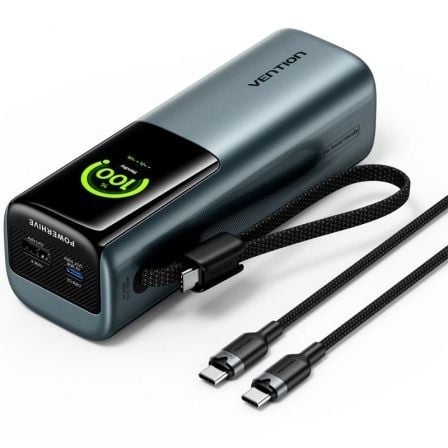 Powerbank 20000mAh Vention FKFH0/ 165W/ Gris/ Incluye Cable USB Tipo-C - Frikibase