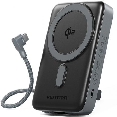 Powerbank 10000mAh Vention FKHH0/ 35W/ Wireless/ Gris/ Incluye Cable USB Tipo-C - Frikibase