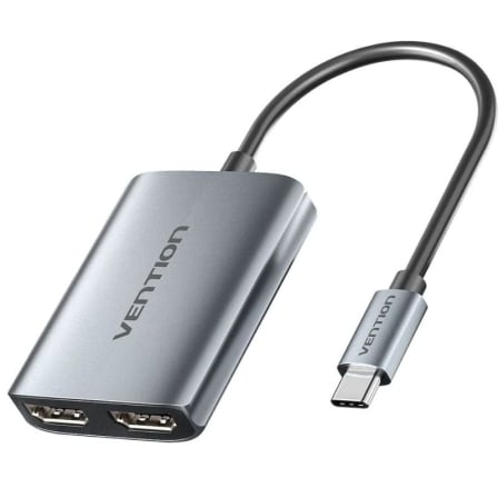 Cable Conversor Vention ACZHB/ USB Tipo-C Macho - 2x HDMI Macho/ Gris - Frikibase