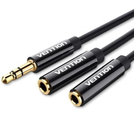 Cable Estéreo Vention BBSBY/ Jack 3.5 Macho - 2x Jack 3.5 Hembra/ 30cm/ Negro - Frikibase